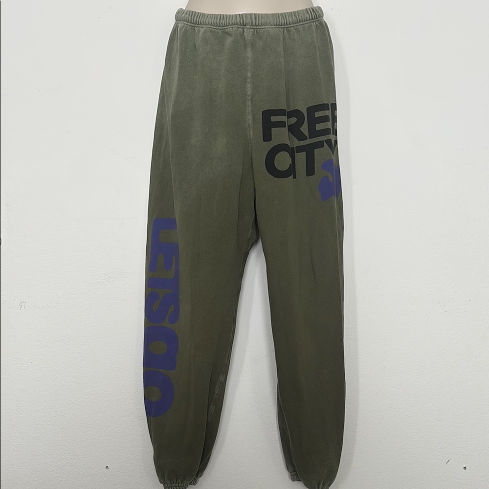 Freecity Green Joggers with Blue Accents